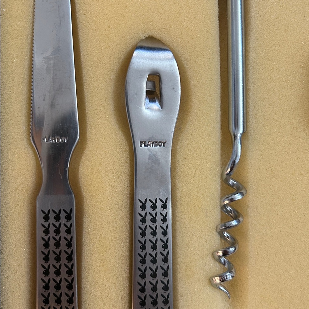 VINTAGE 1970s Playboy Stainless Steel / Wood bar set - Picture 6 of 7